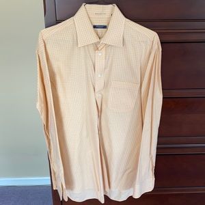 Burberry peach checkered button down shirt